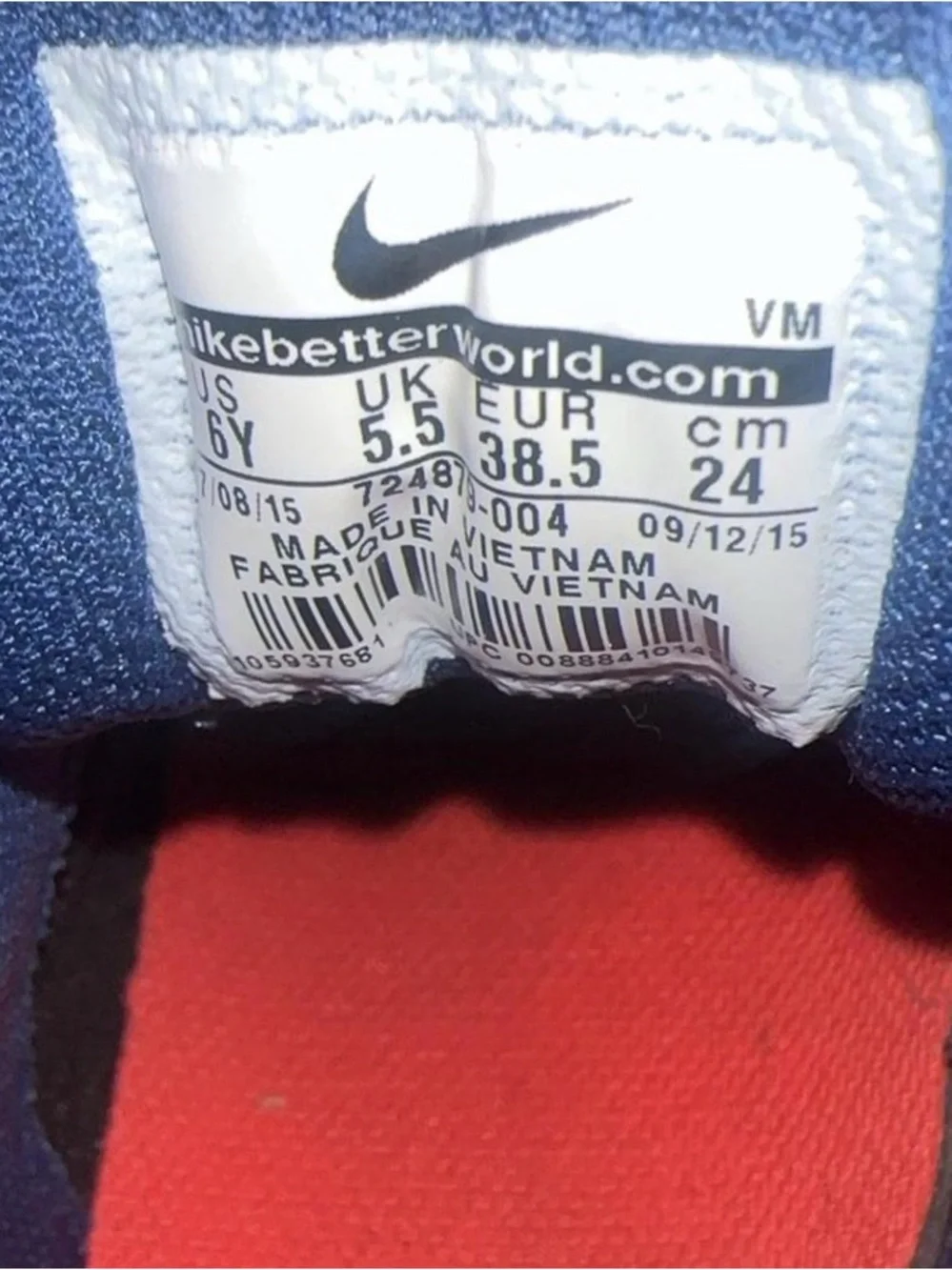 Nike Kids Navy Blue and Gold Air Max Sneakers with Red Laces